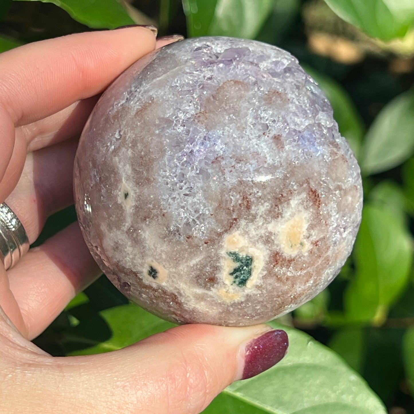 Incredible Druzy Pink Amethyst Crystal Sphere