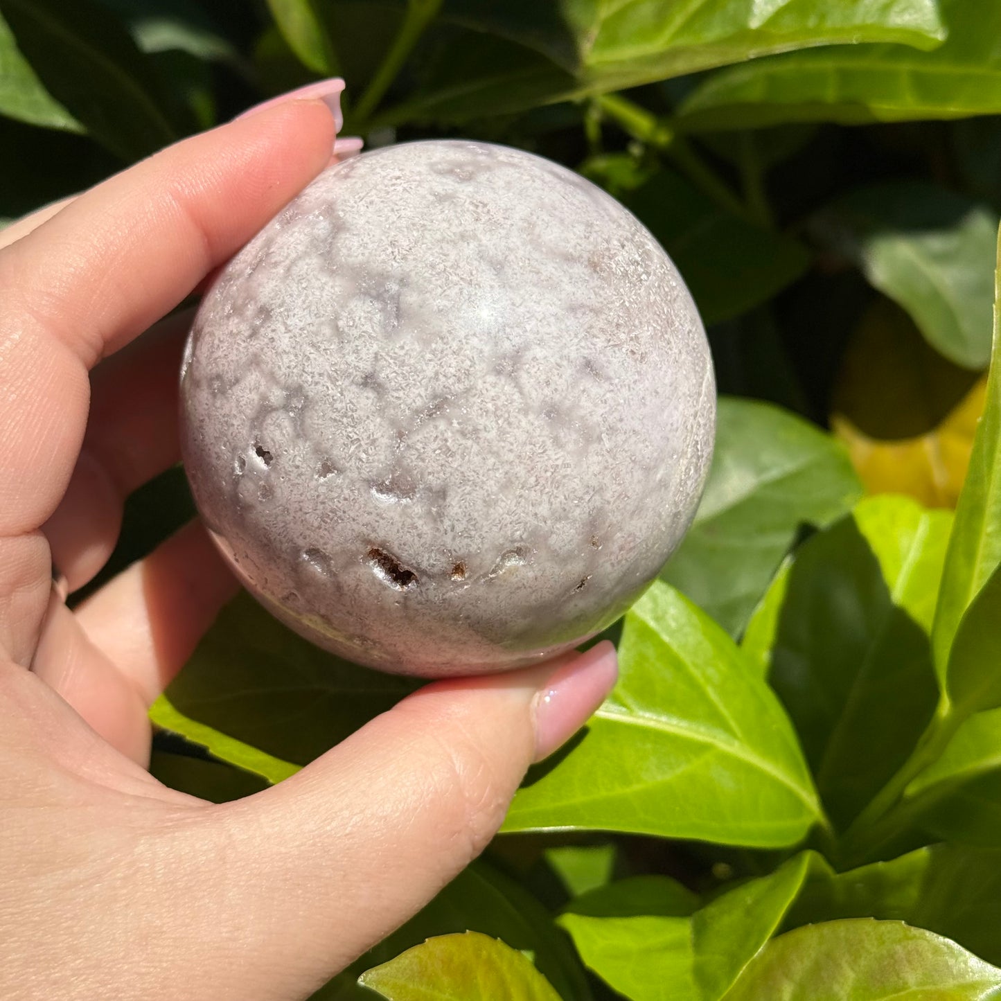 Pink Amethyst & Flower Agate Druzy Crystal Sphere