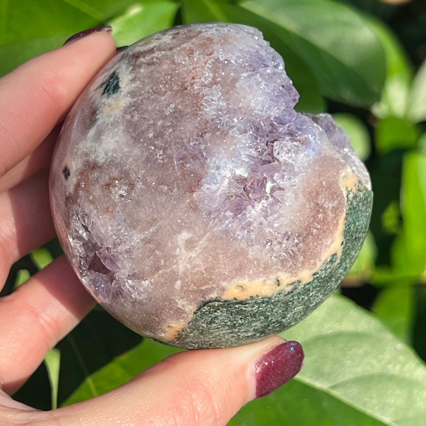 Incredible Druzy Pink Amethyst Crystal Sphere