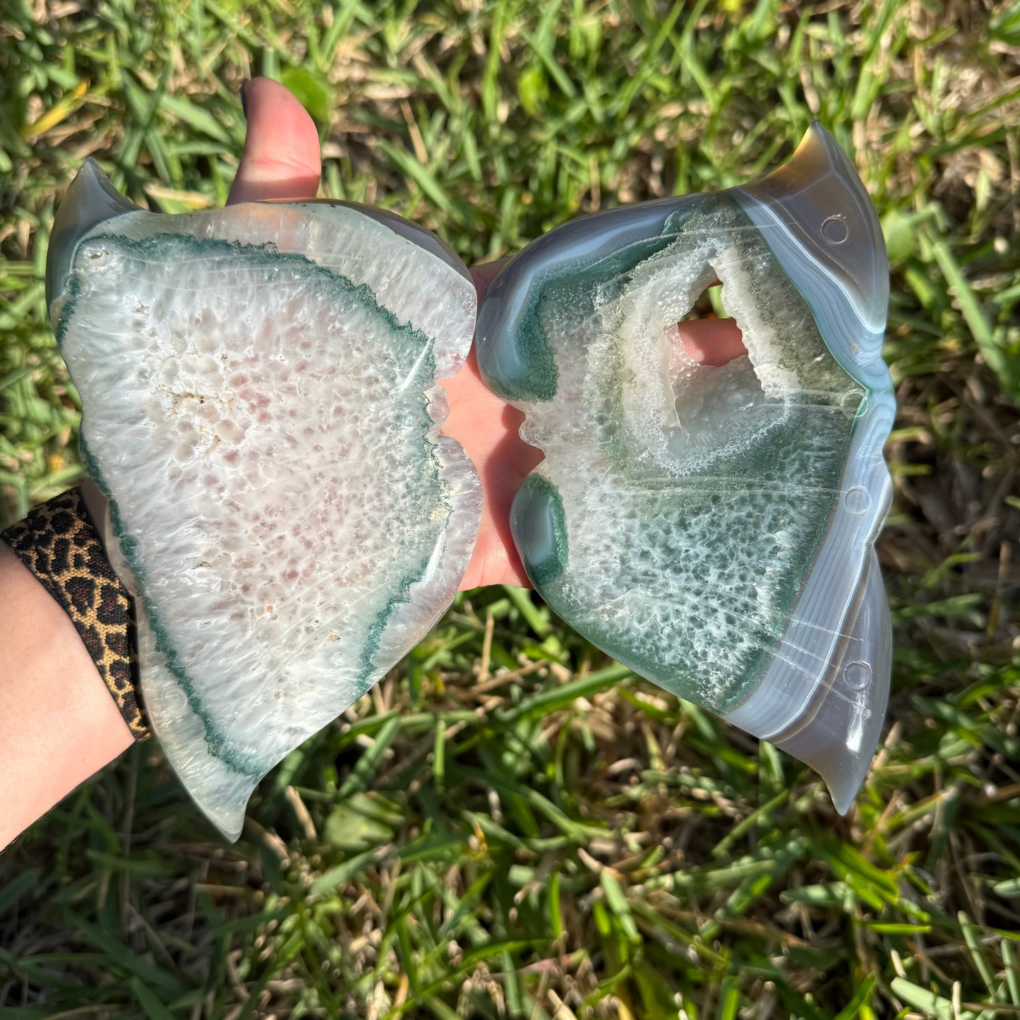 Natural Moss Agate Butterfly Crystal Wings