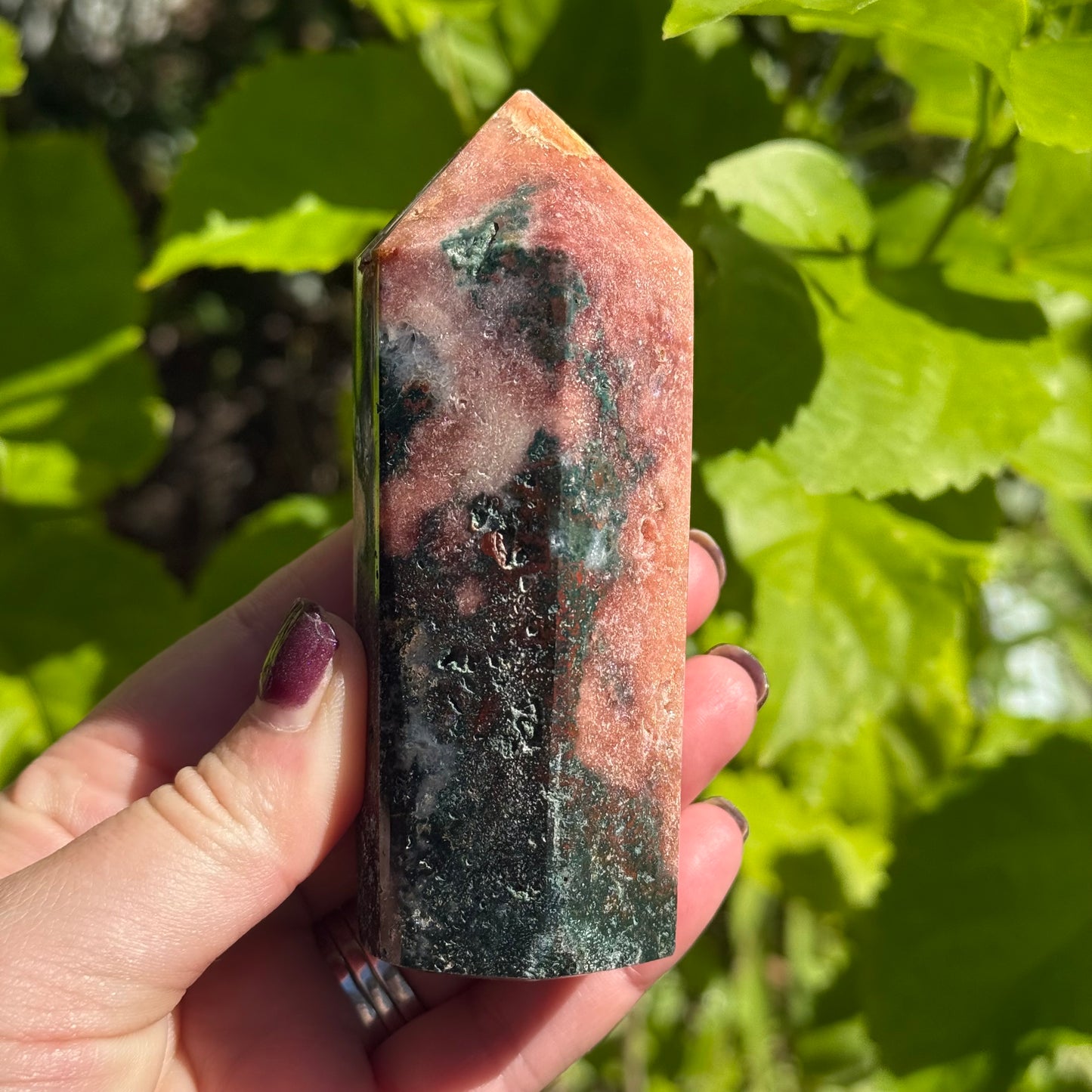 Pink Amethyst & Jasper Crystal Tower