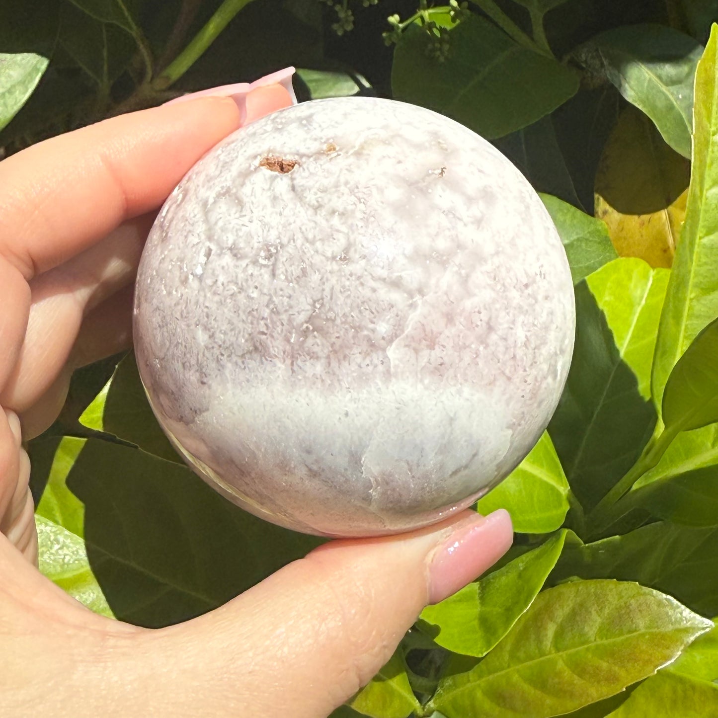 Pink Amethyst & Flower Agate Druzy Crystal Sphere