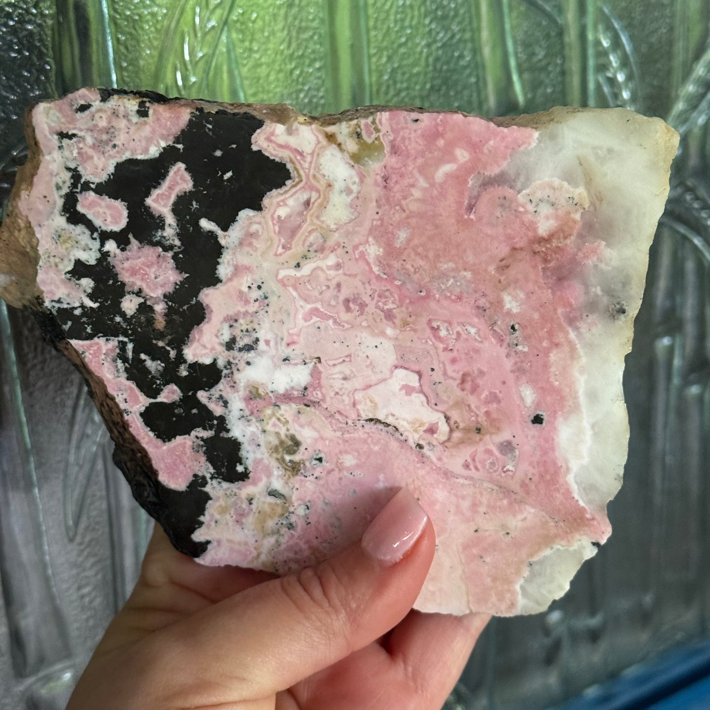 Peruvian Rhodochrosite Crystal Carving Slab