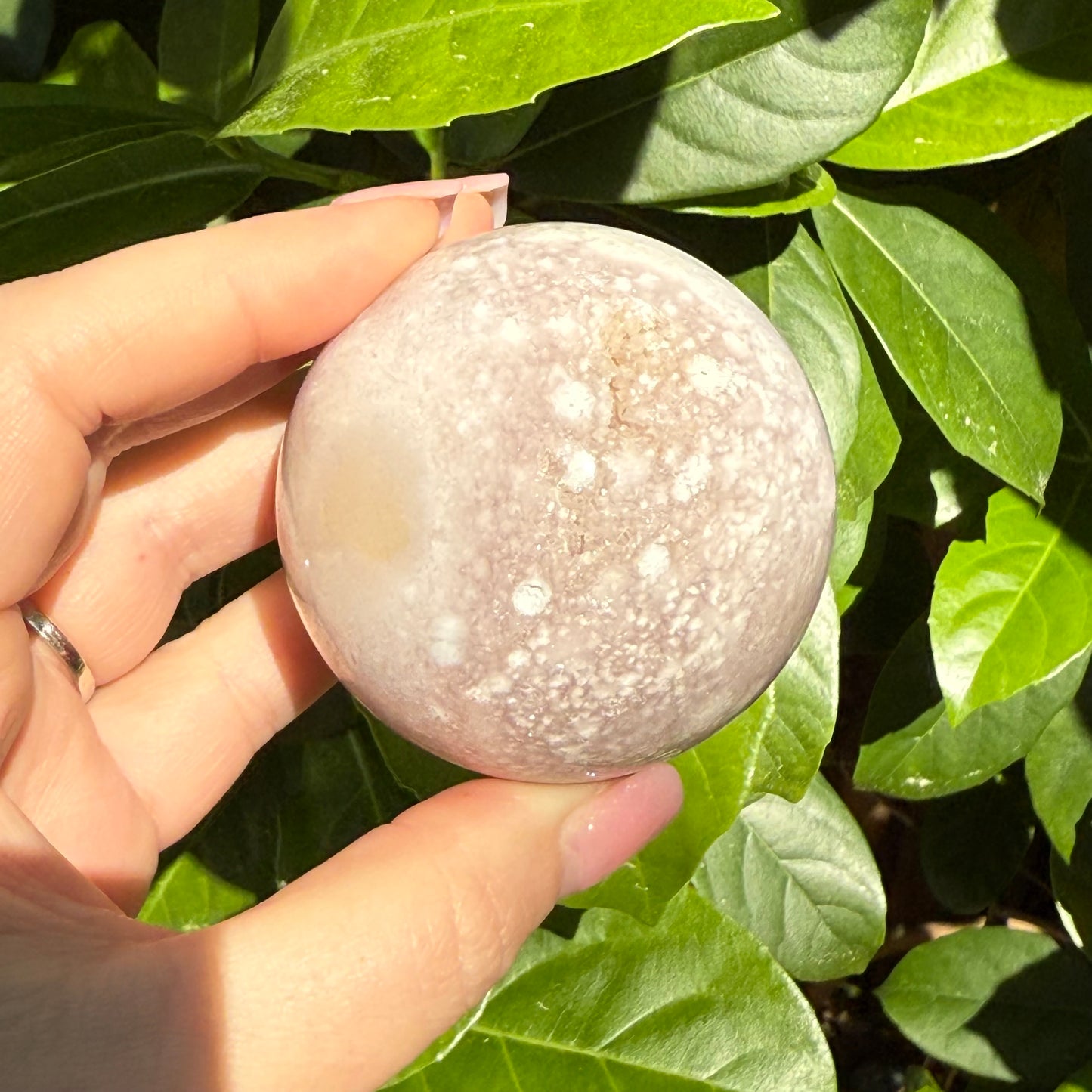 Pink Amethyst & Flower Agate Druzy Crystal Sphere