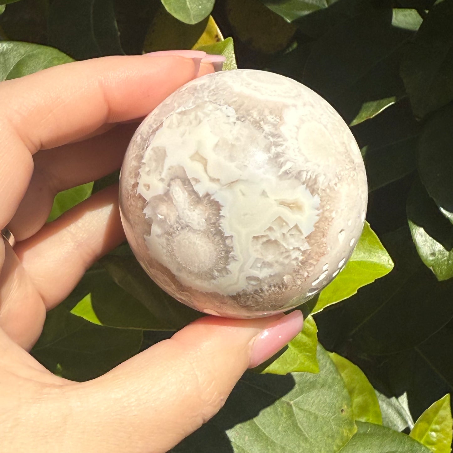 Pink Amethyst & Flower Agate Druzy Crystal Sphere