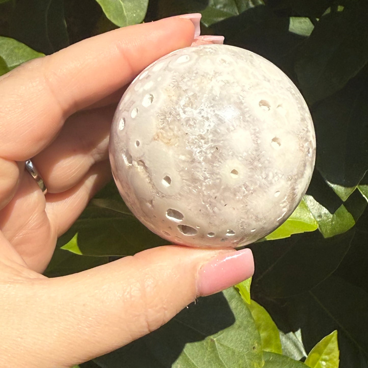 Pink Amethyst & Flower Agate Druzy Crystal Sphere
