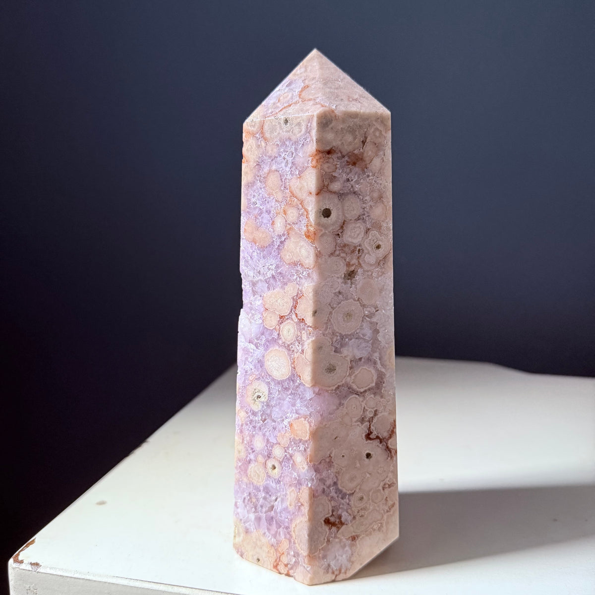 Flower Agate Druzy Crystal Tower Statement Piece