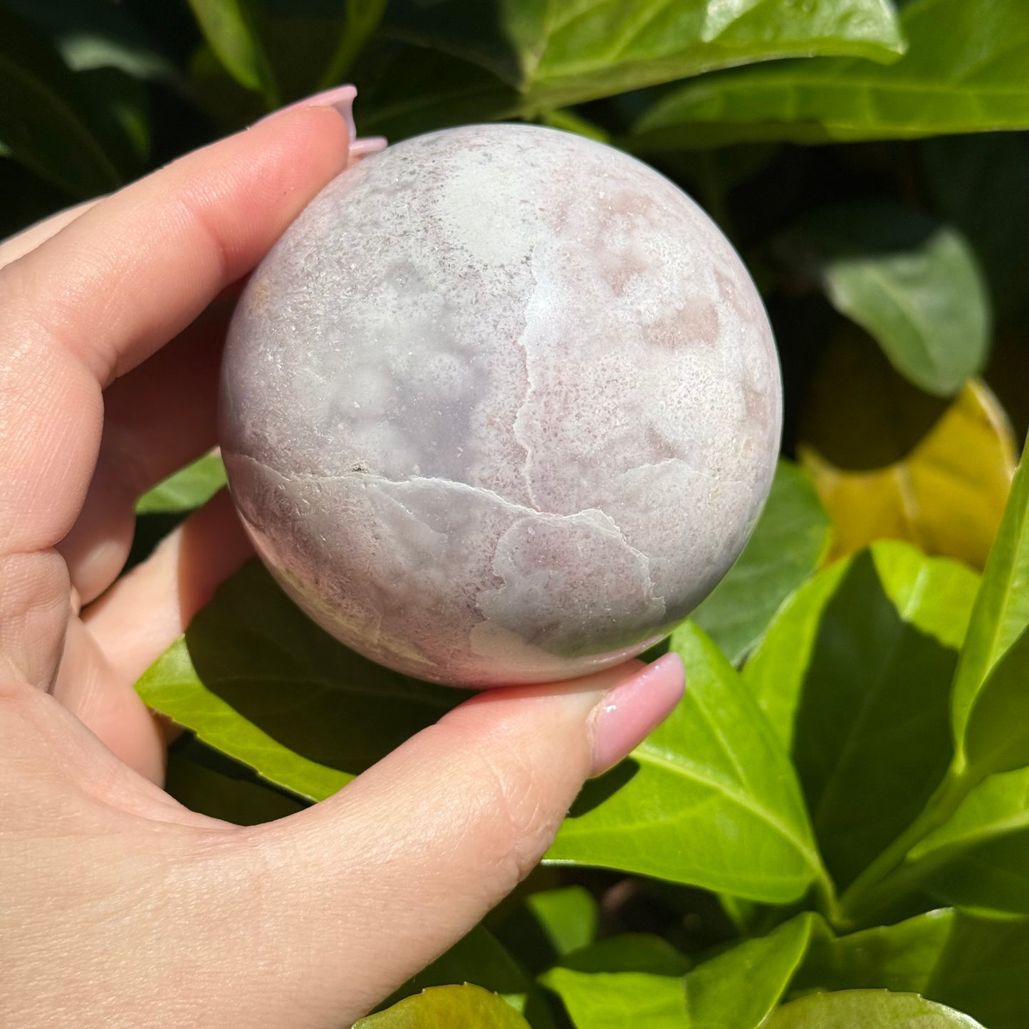 Pink Amethyst & Flower Agate Druzy Crystal Sphere