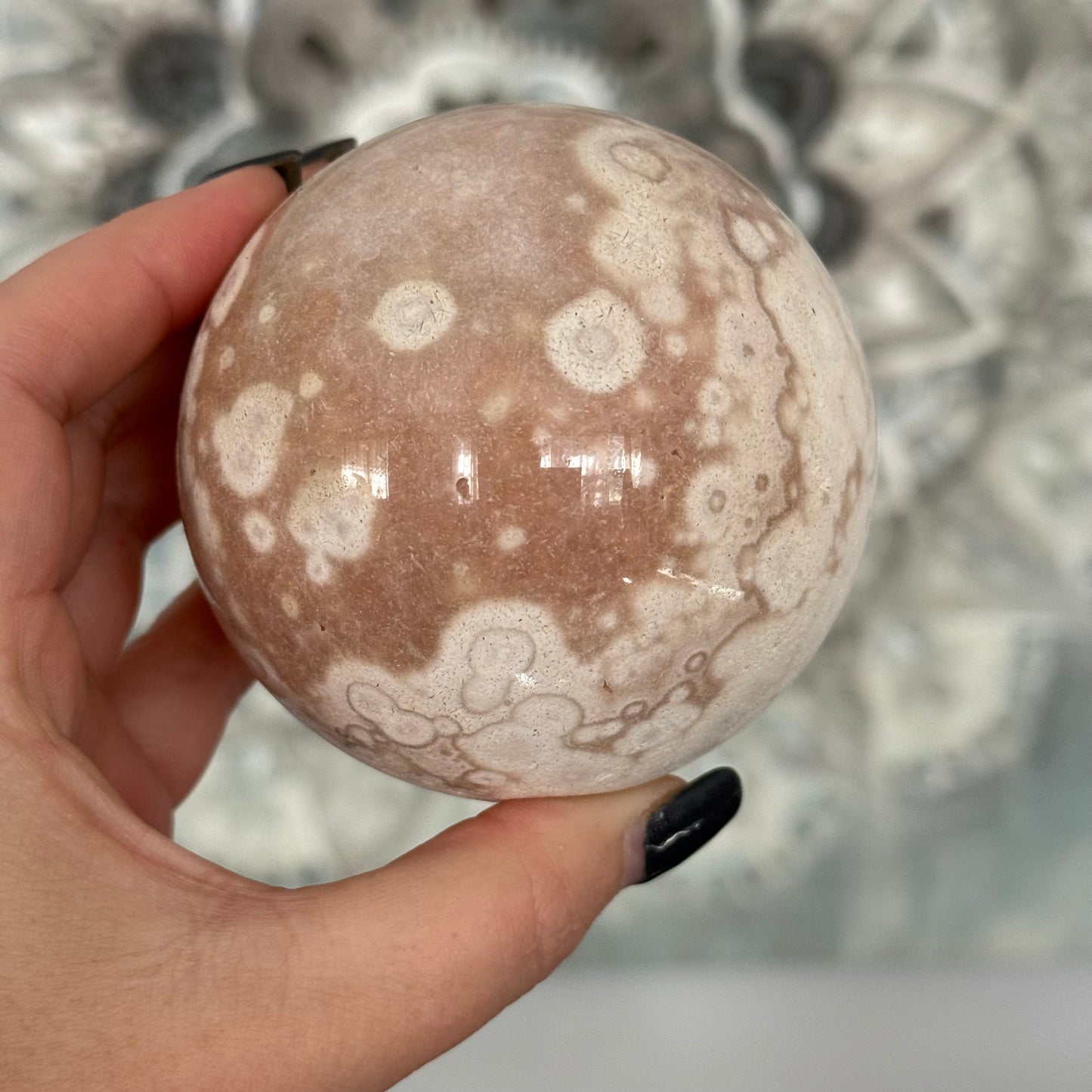 Pink Amethyst & Flower Agate Crystal Sugar Druzy Sphere