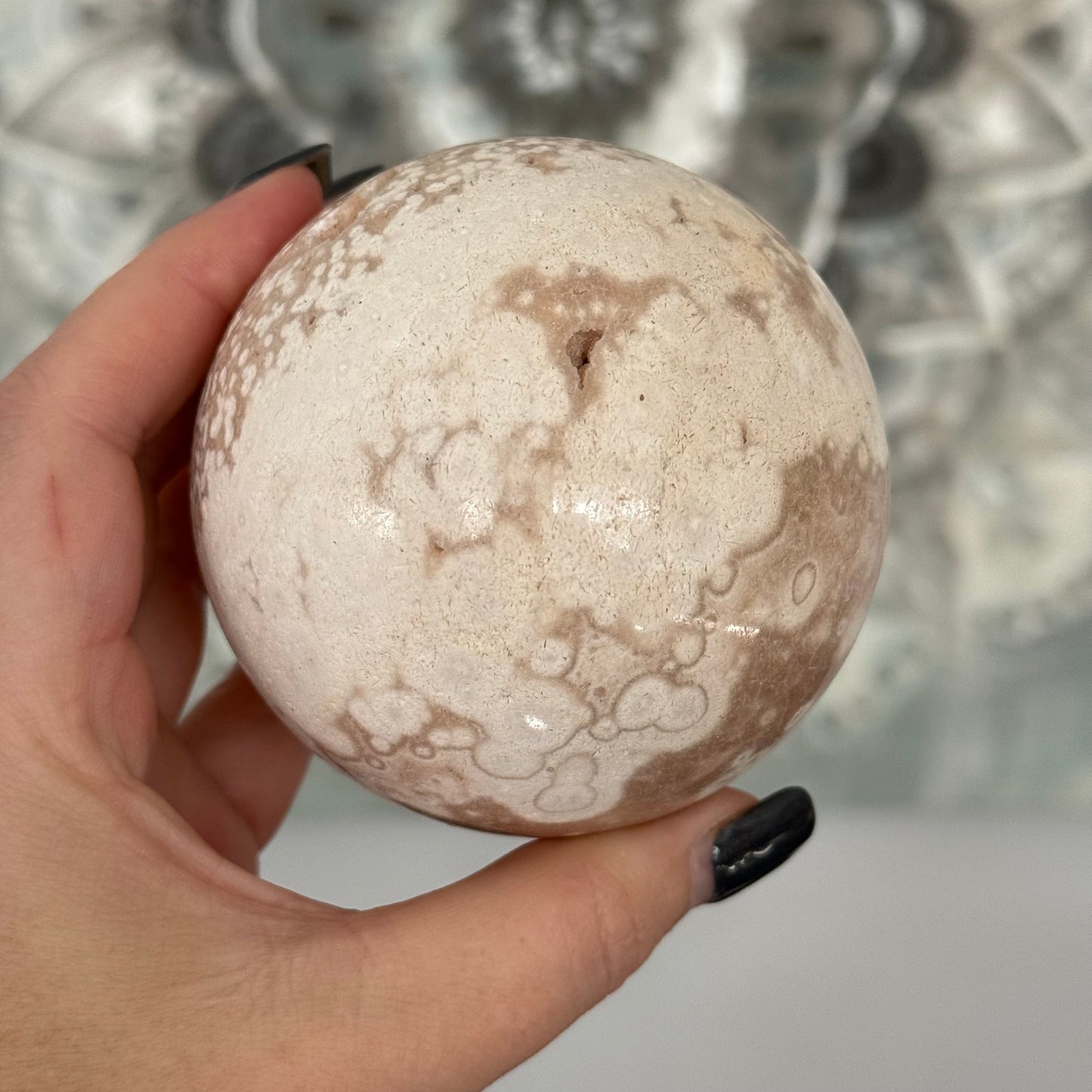 Pink Amethyst & Flower Agate Crystal Sugar Druzy Sphere