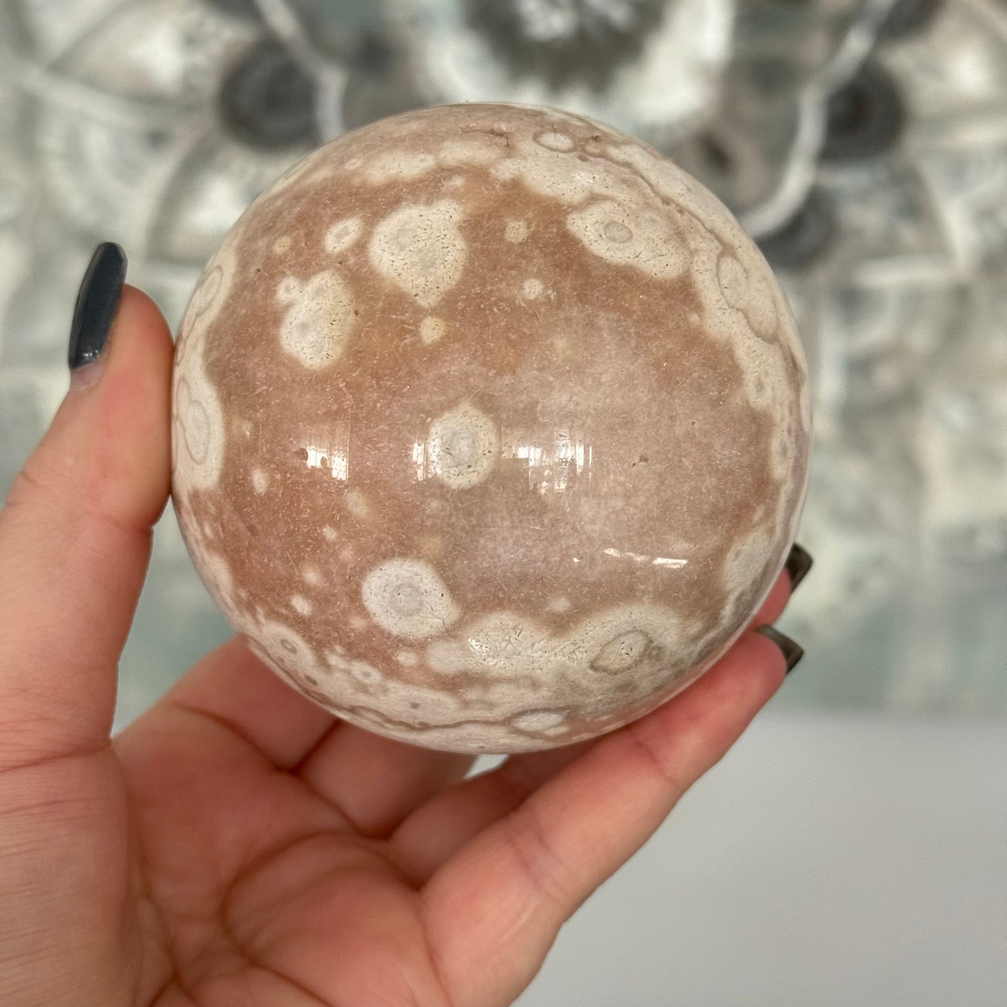 Pink Amethyst & Flower Agate Crystal Sugar Druzy Sphere