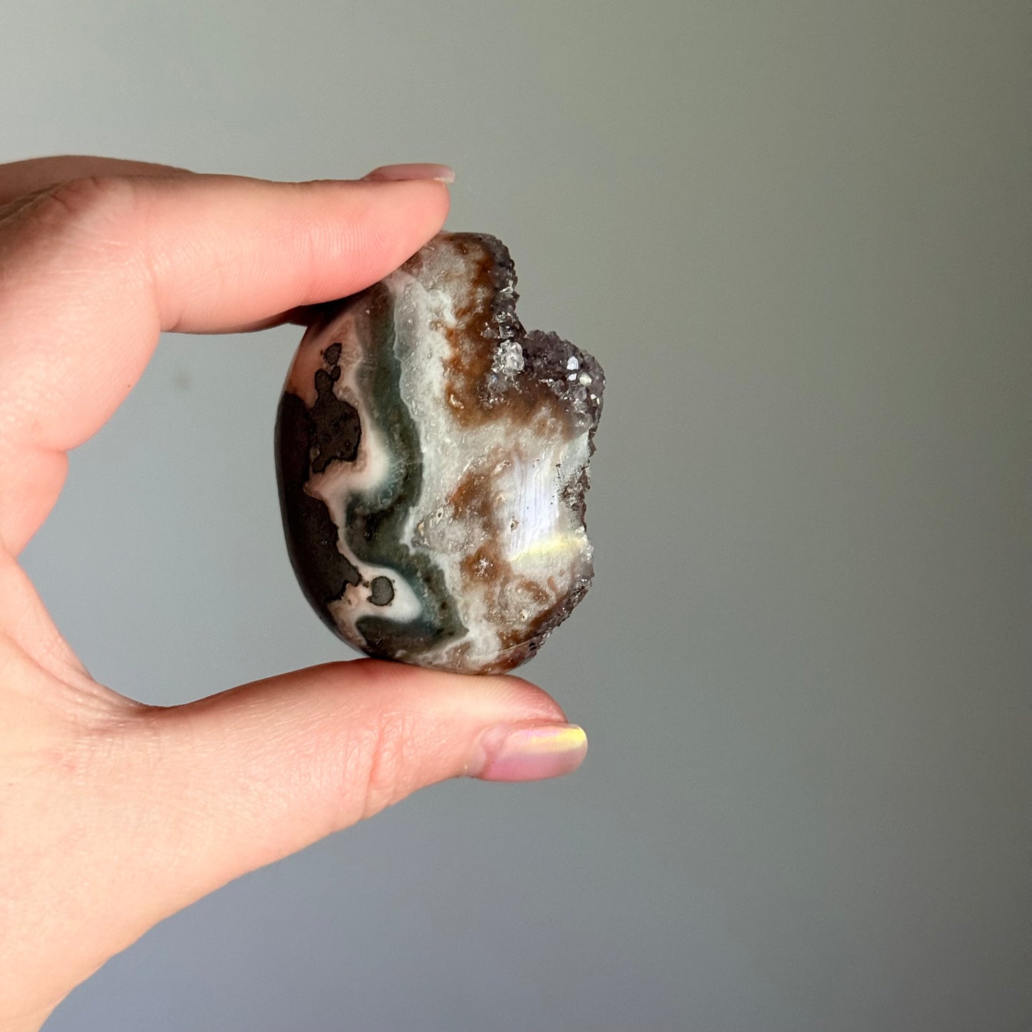 Small Amethyst Druzy Egg with Stand