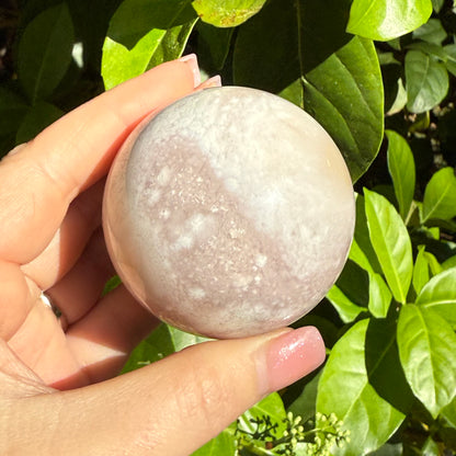 Pink Amethyst & Flower Agate Druzy Crystal Sphere