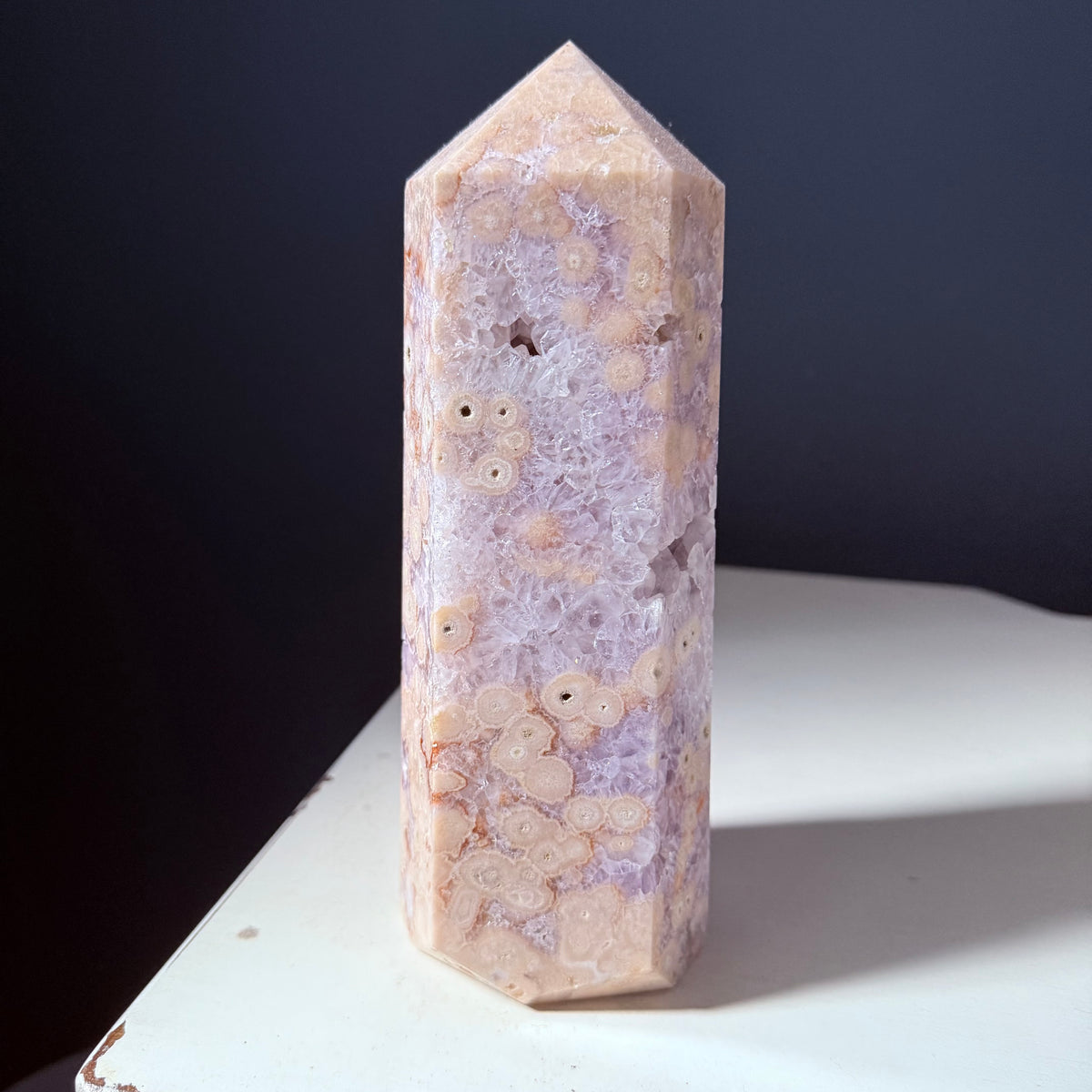 Flower Agate Druzy Crystal Tower Statement Piece