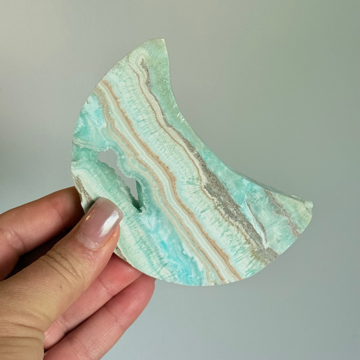 Beautiful Hemimorphite Druzy Moon Crystal Carving