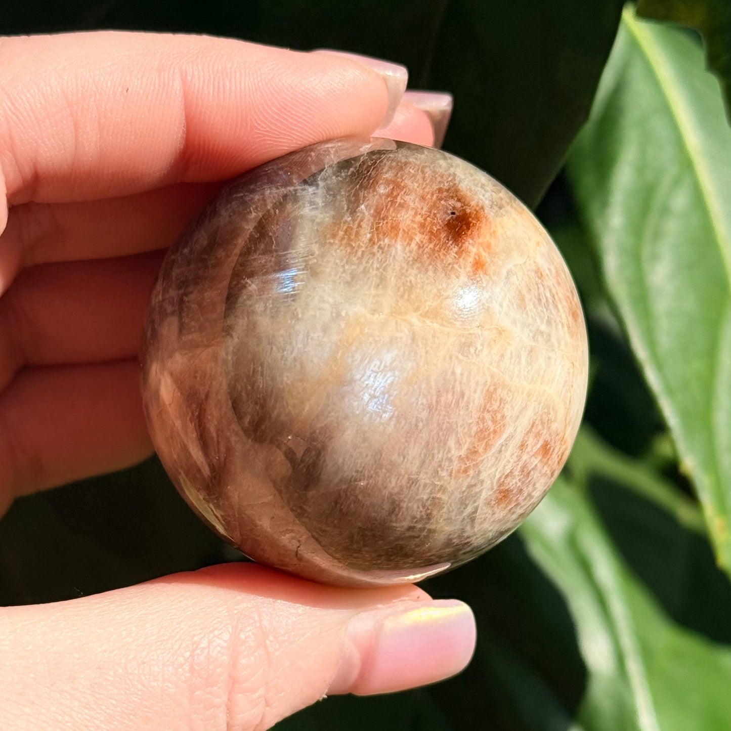Sunstone Moonstone Crystal Sphere w/ Flash