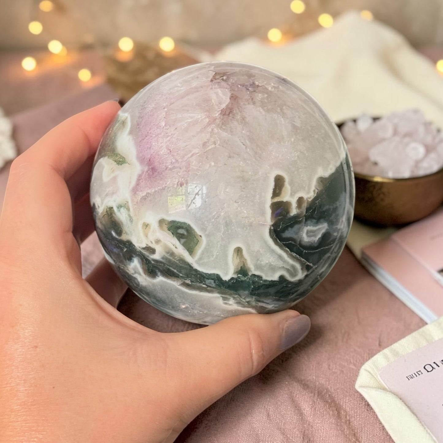 Moss Agate Crystal Sphere