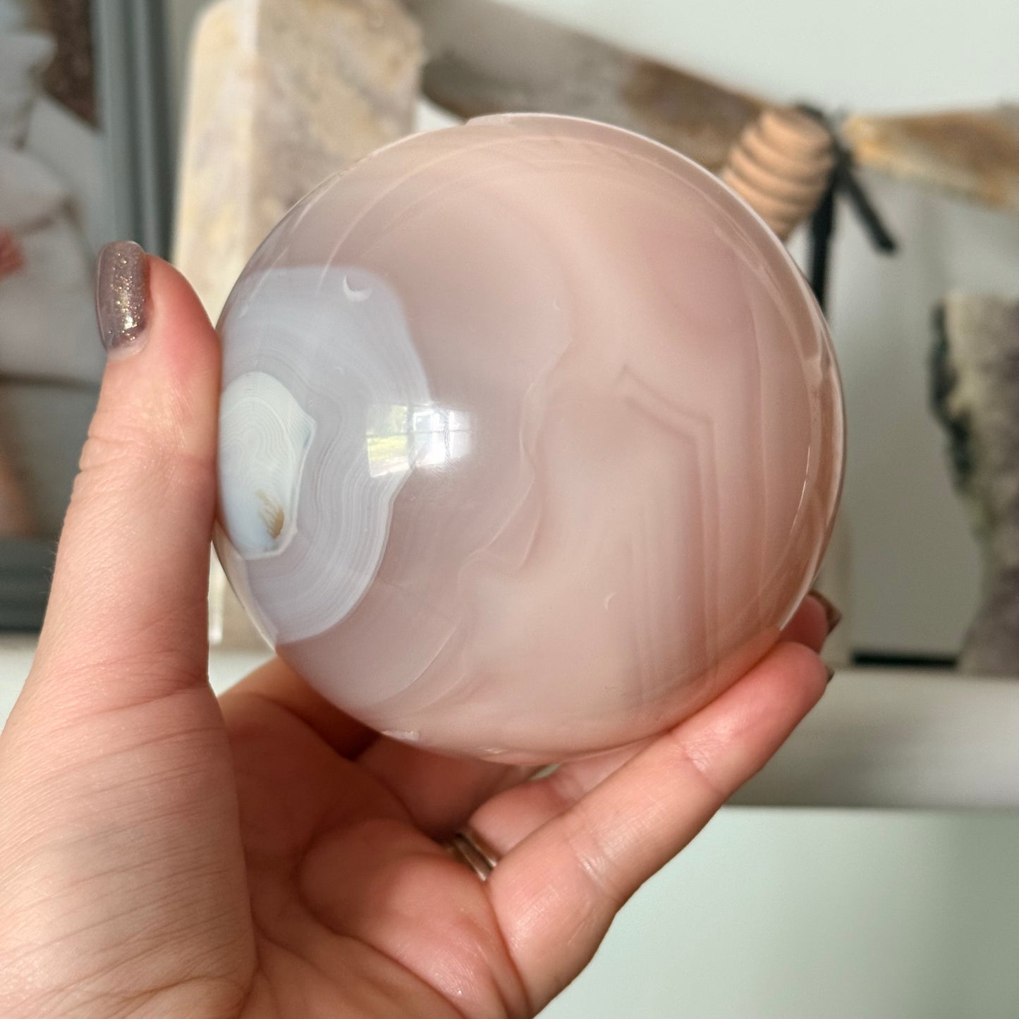 Natural Pink Jelly Crystal Sphere