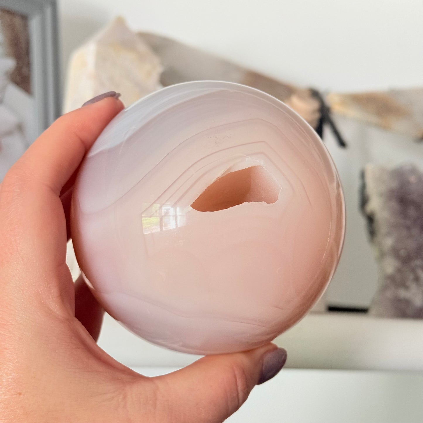 Natural Pink Jelly Crystal Sphere