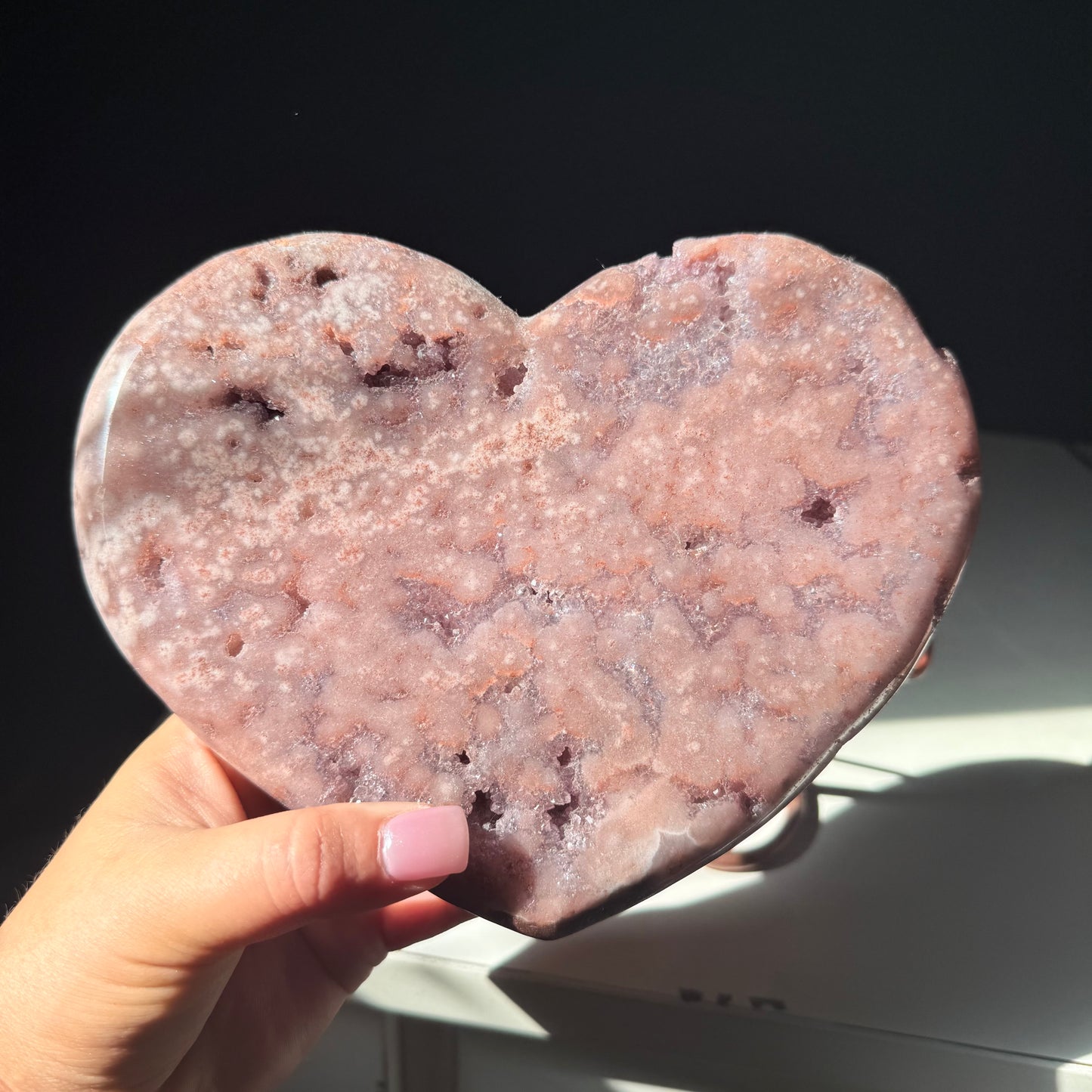 Pink Amethyst Druzy Crystal Heart