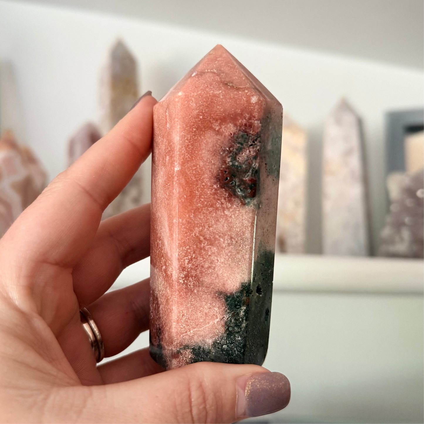 Pink Amethyst & Jasper Crystal Tower