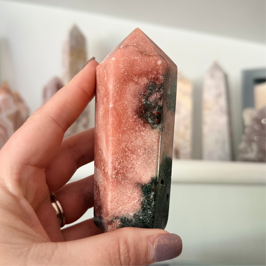 Pink Amethyst & Jasper Crystal Tower