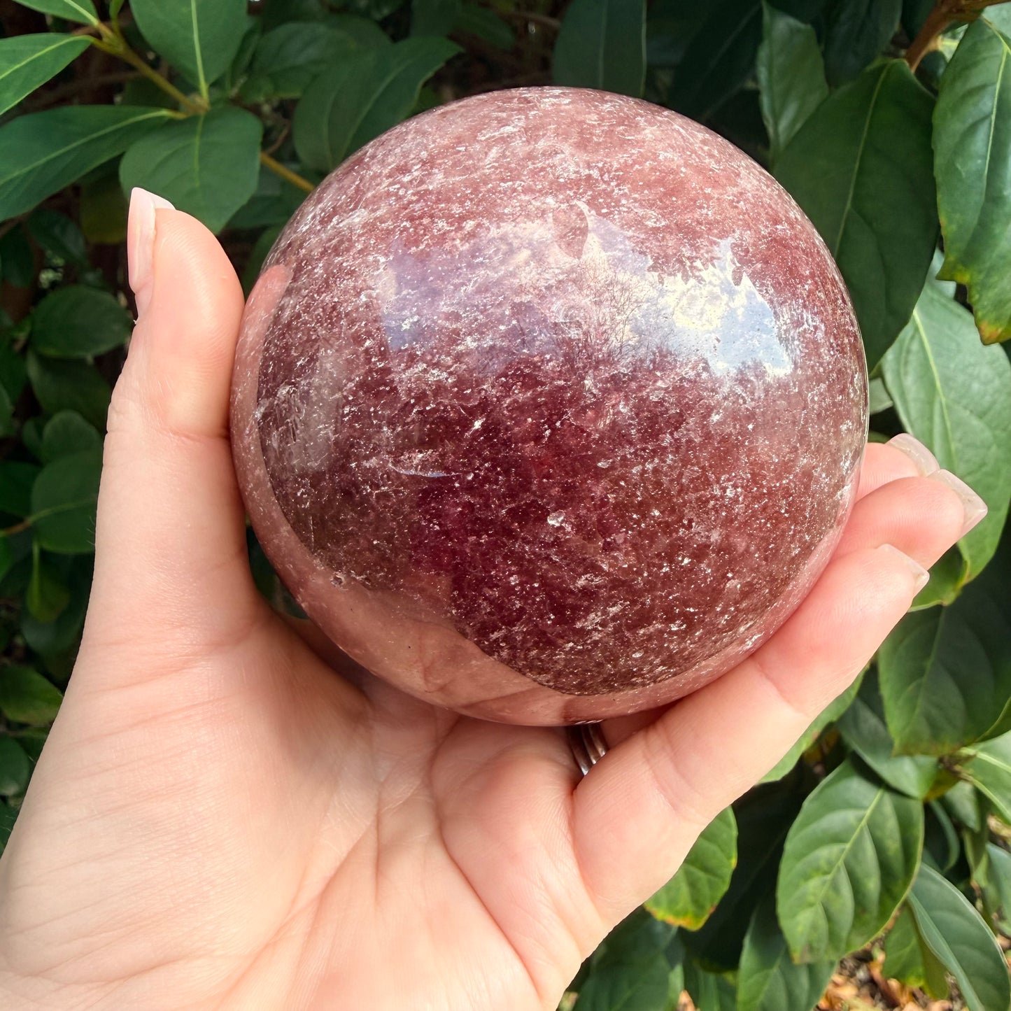 Sparkled Strawberry Quartz Crystal Sphere XXL