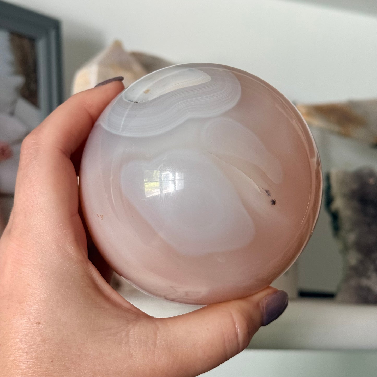 Natural Pink Jelly Crystal Sphere