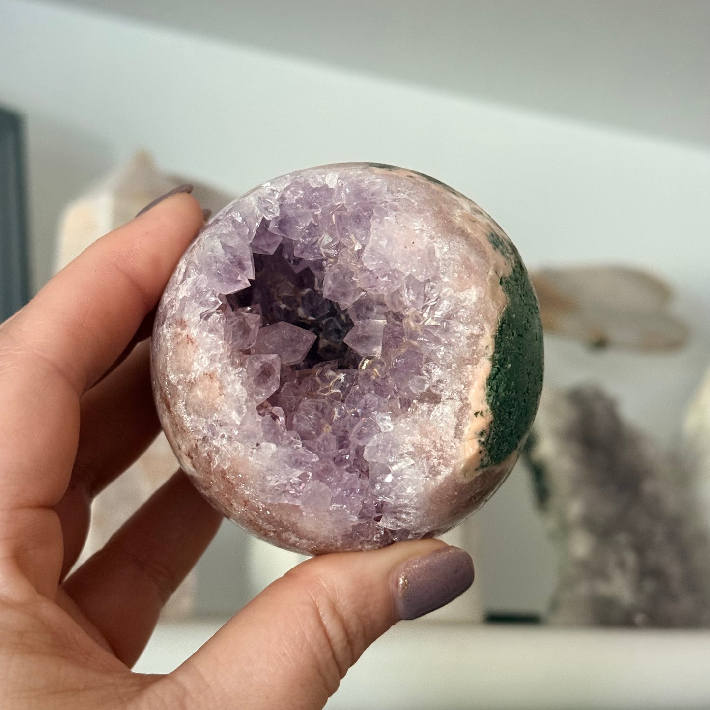 Incredible Druzy Pink Amethyst Crystal Sphere
