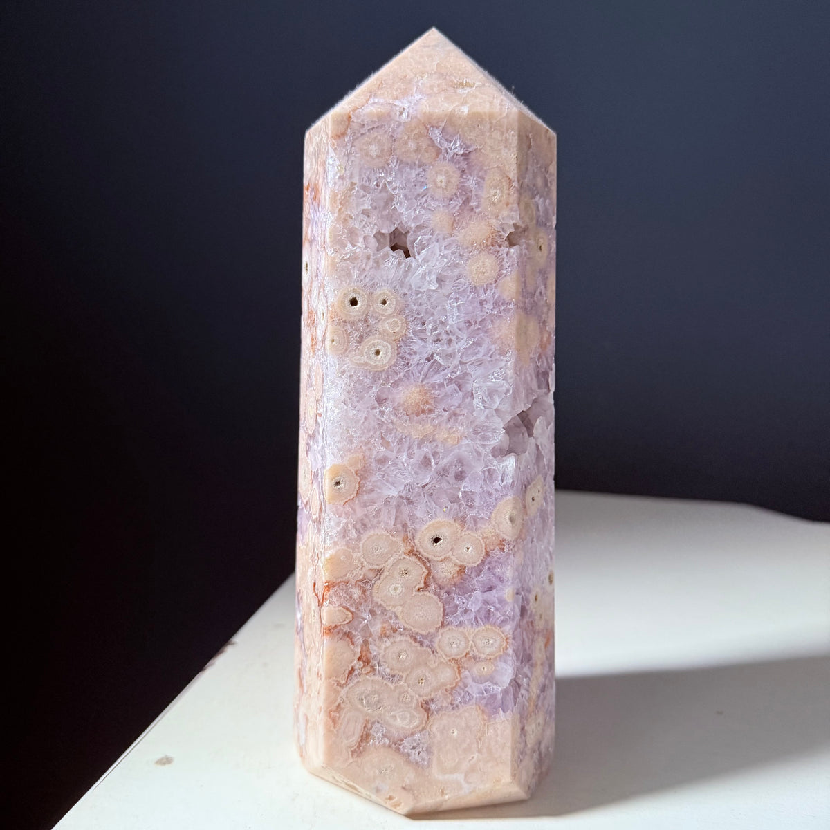 Flower Agate Druzy Crystal Tower Statement Piece