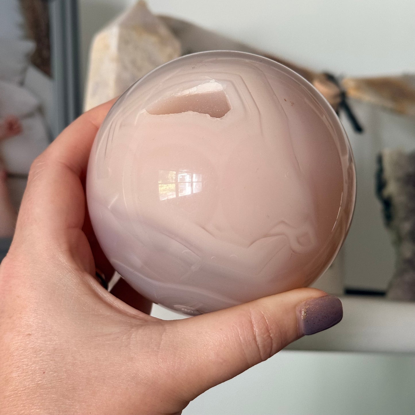 Natural Pink Jelly Crystal Sphere