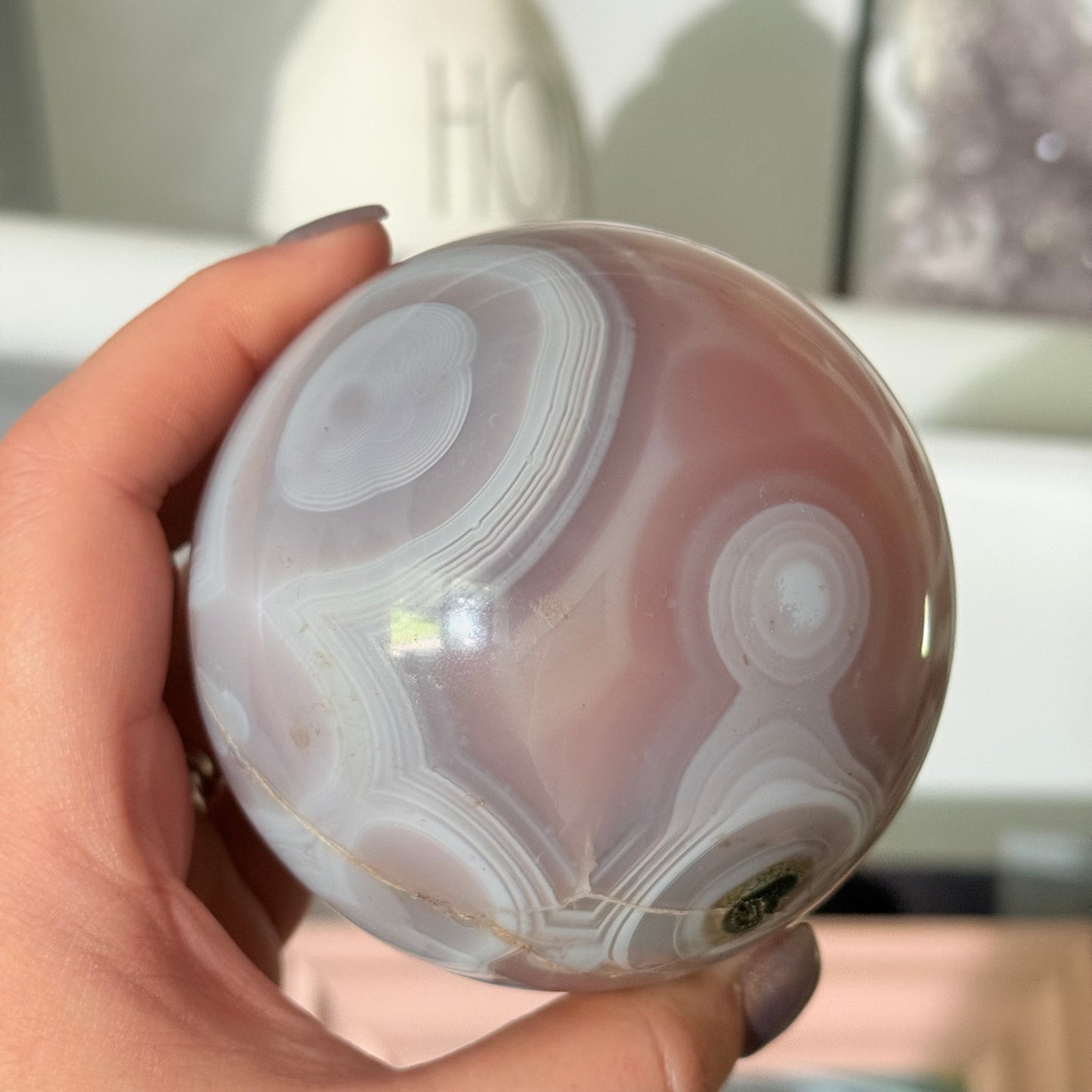 Druzy Pink Jelly Agate Crystal Sphere