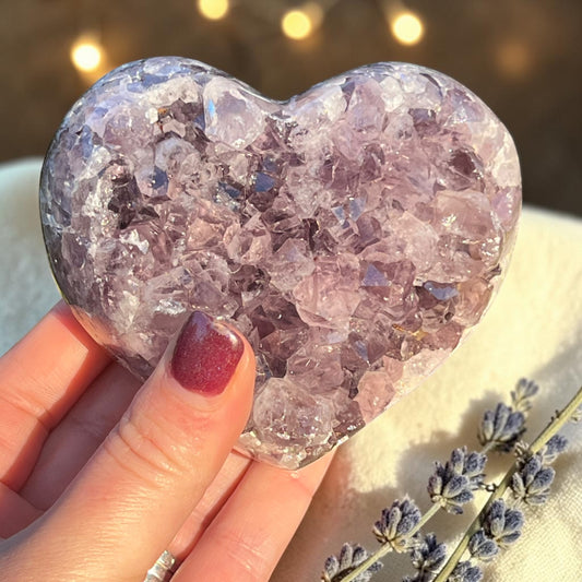 Chunky Ameythyst Crystal Heart Carving
