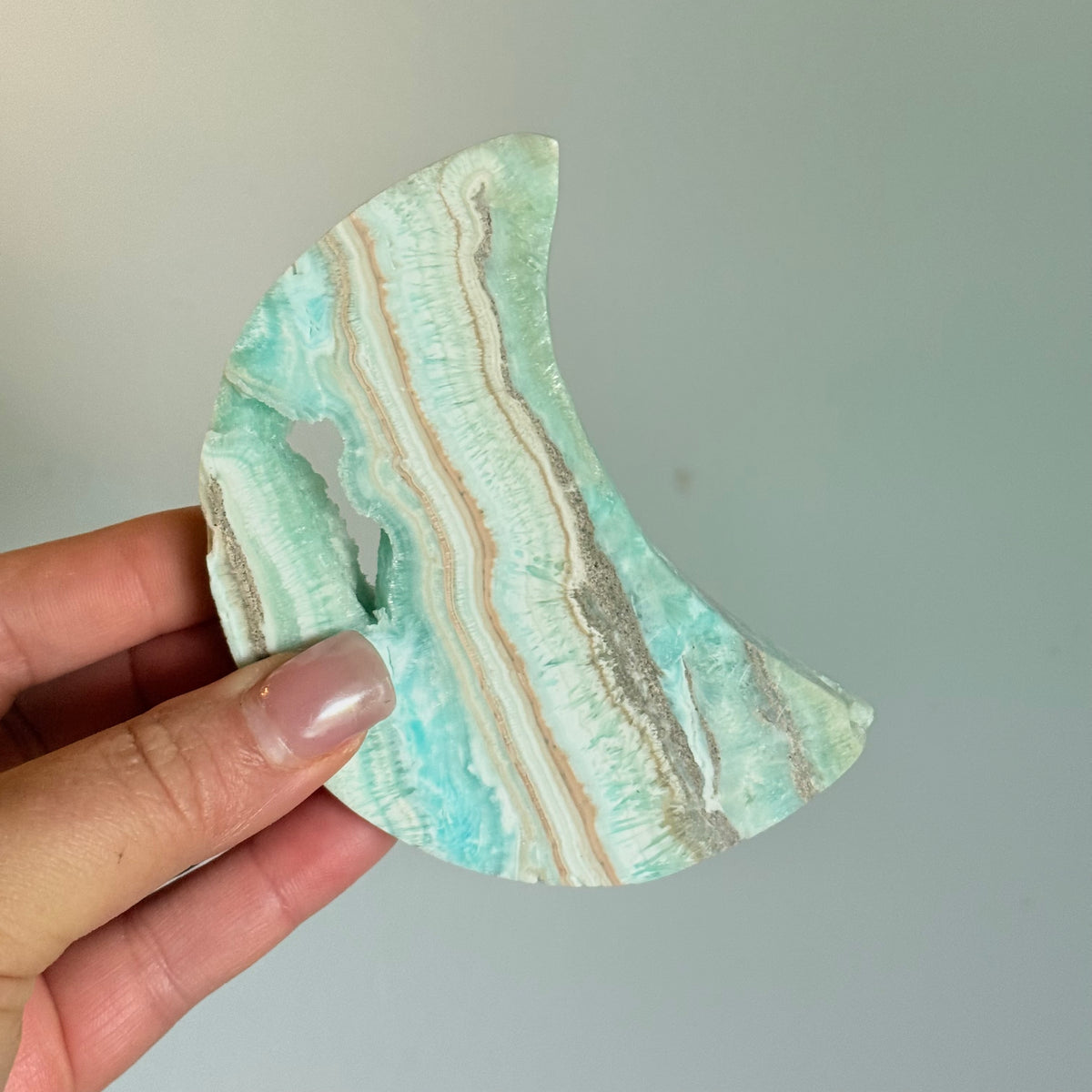 Beautiful Hemimorphite Druzy Moon Crystal Carving