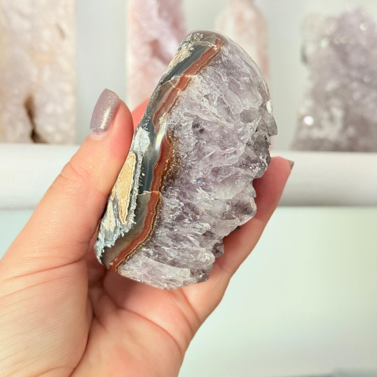 Chunky Ameythyst Crystal Heart Carving