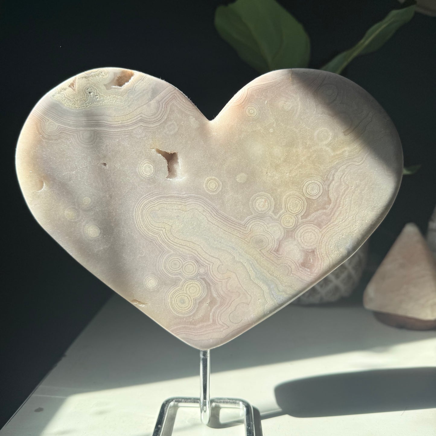 Pink Amethyst & Flower Agate Druzy Crystal Heart