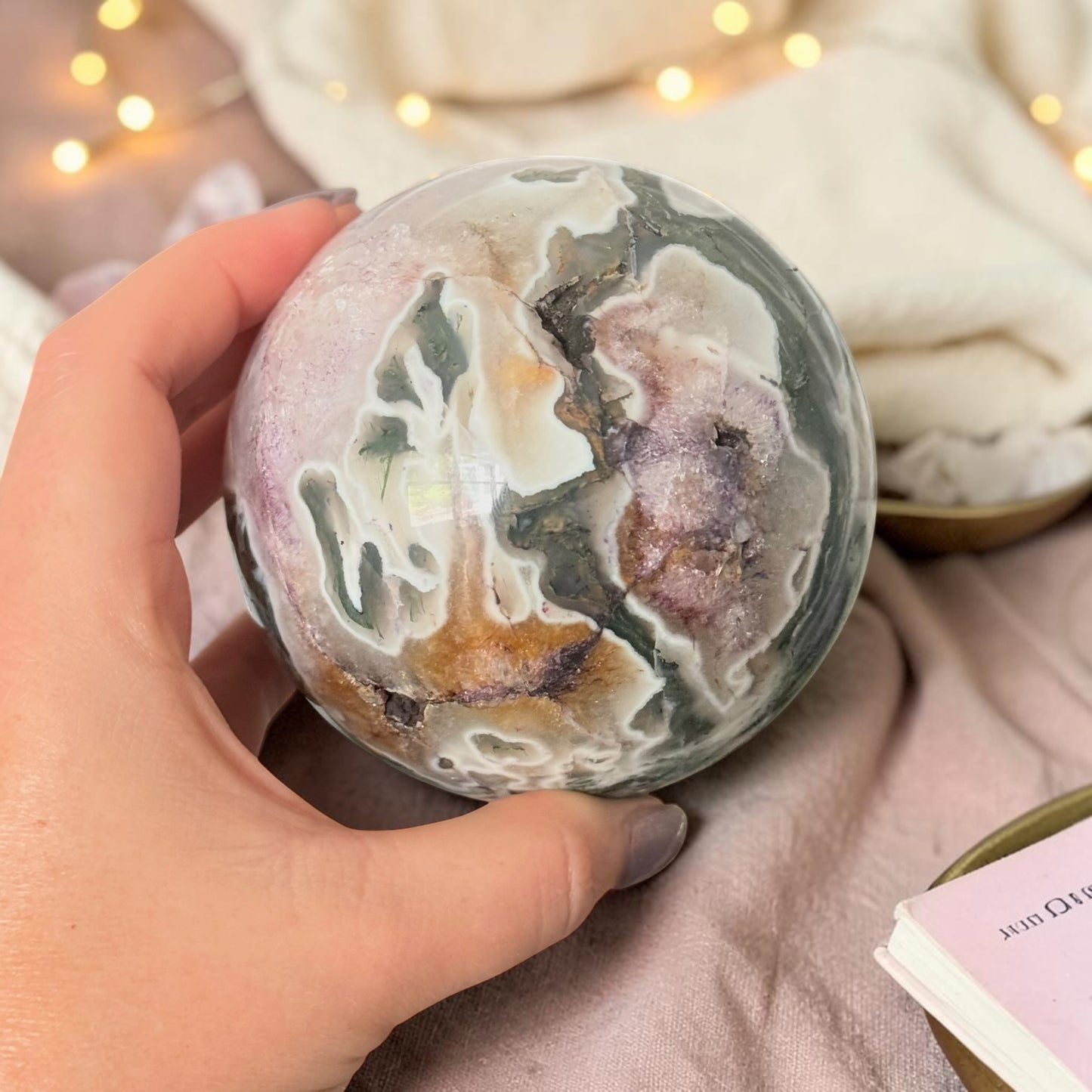 Moss Agate Crystal Sphere