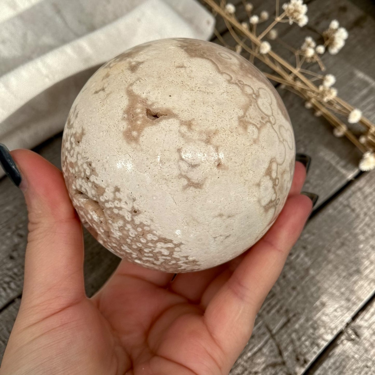 Pink Amethyst & Flower Agate Crystal Sugar Druzy Sphere