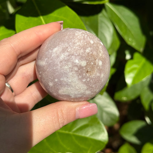 Pink Amethyst & Flower Agate Druzy Crystal Sphere