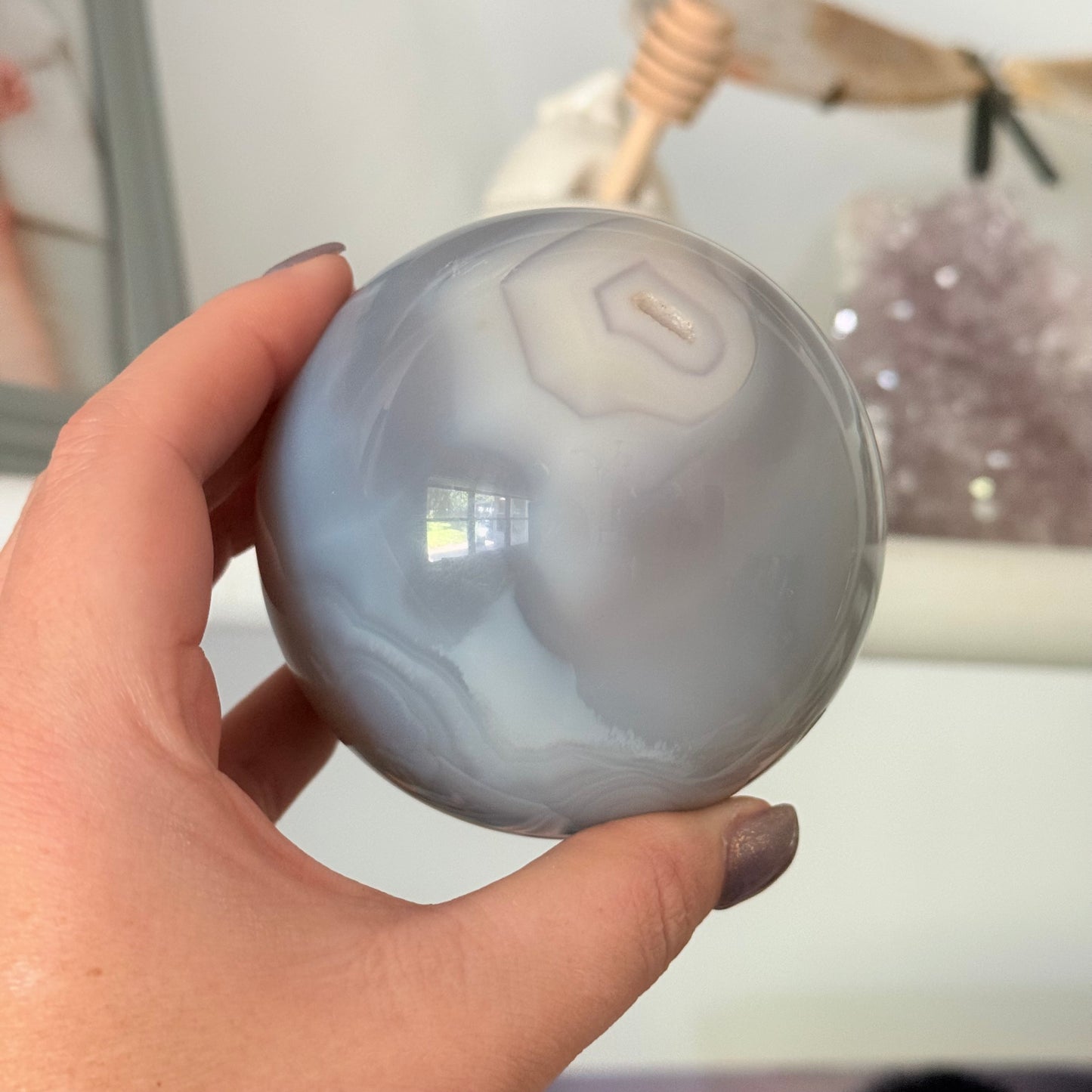 Druzy Jelly Agate Crystal Sphere