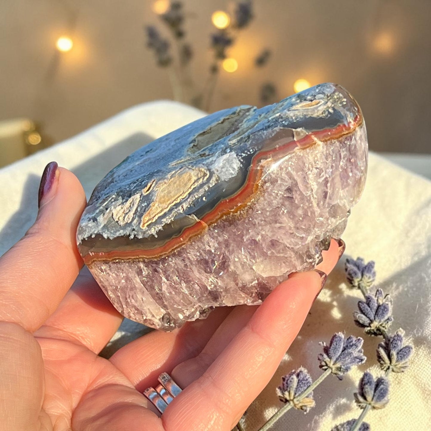 Chunky Ameythyst Crystal Heart Carving