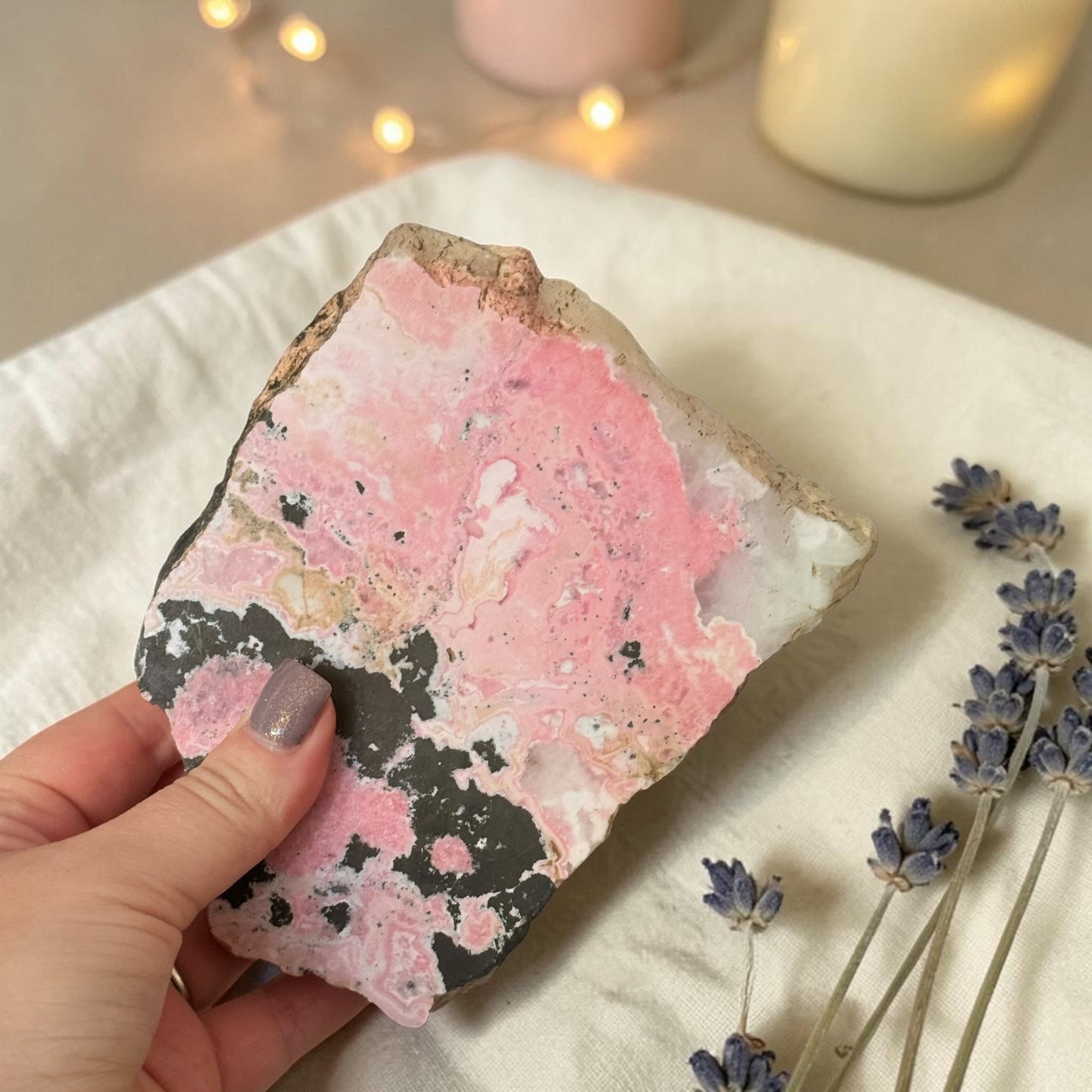 Peruvian Rhodochrosite Crystal Carving Slab