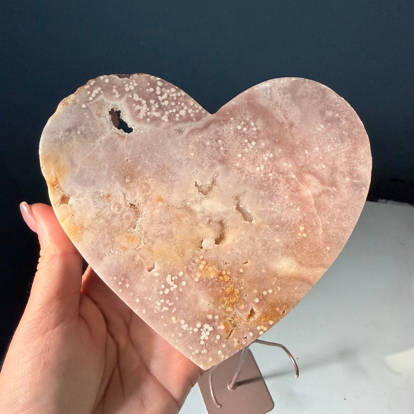 Pink Amethyst Druzy Crystal Heart Statement Piece