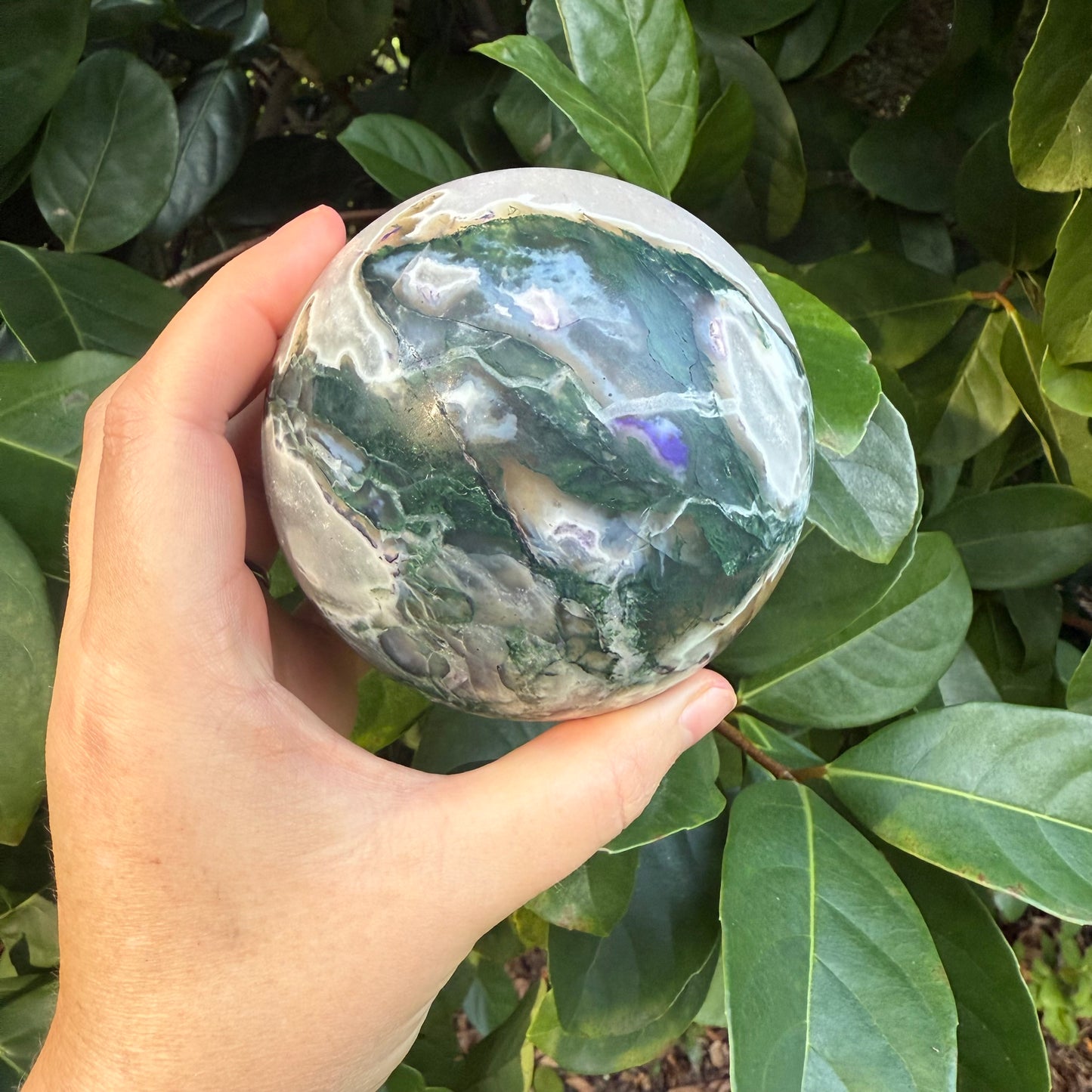 Moss Agate Crystal Sphere