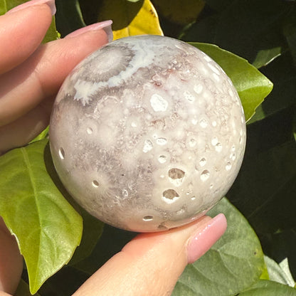 Pink Amethyst & Flower Agate Druzy Crystal Sphere