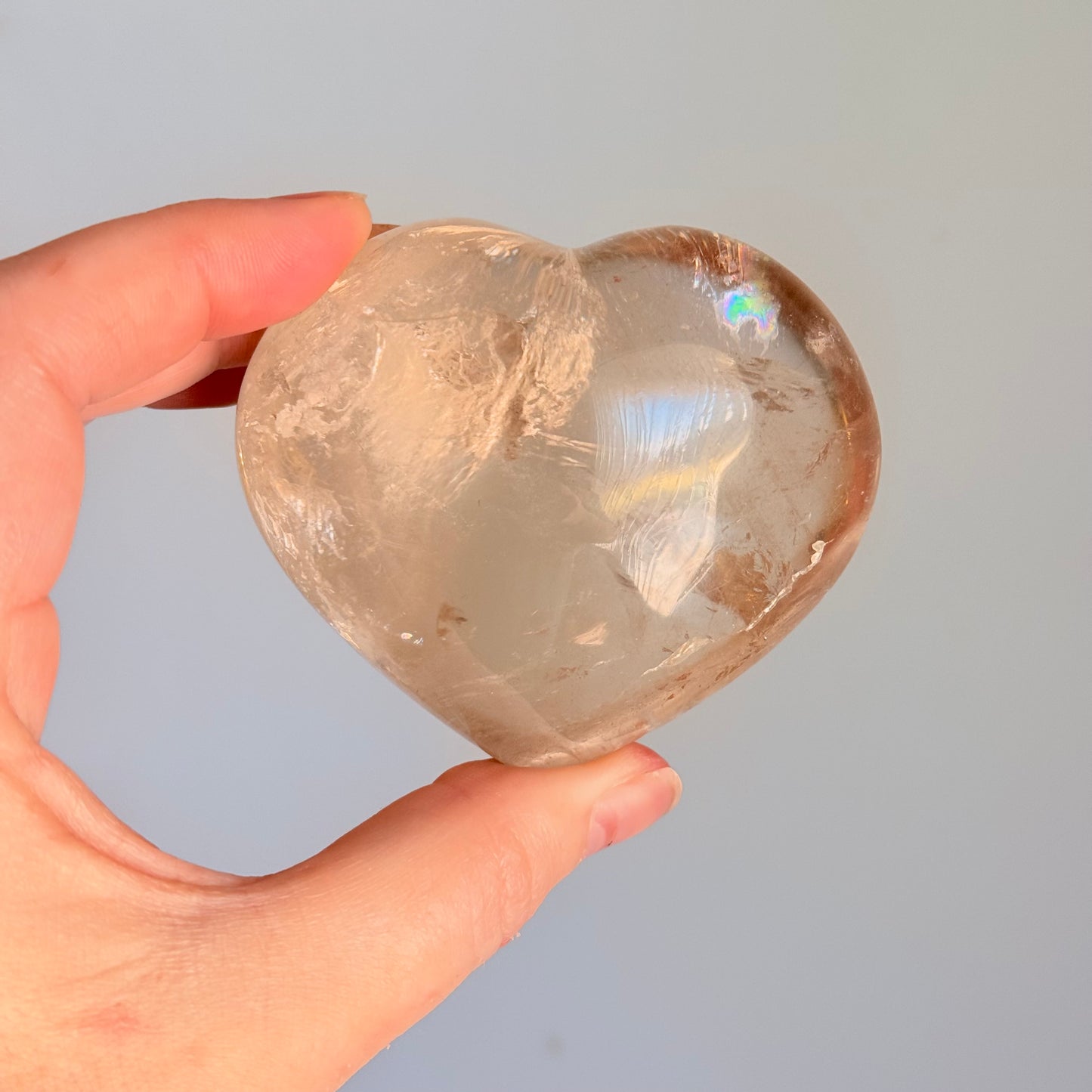 Chunky Clear Quartz Crystal Heart Carving (Flash)