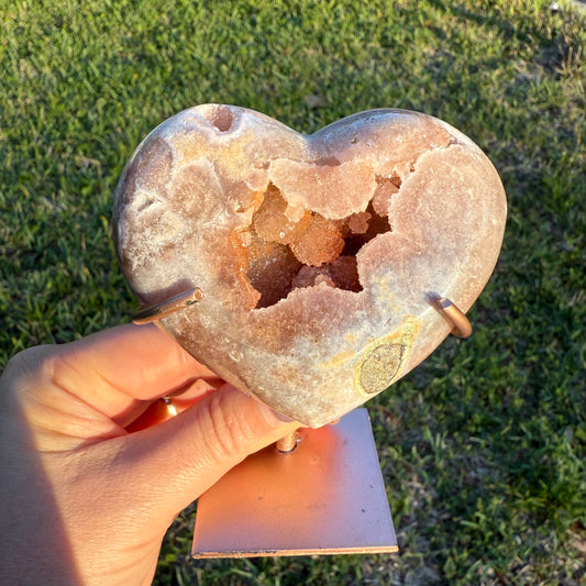 Pink Amethyst Crystal Heart Carving