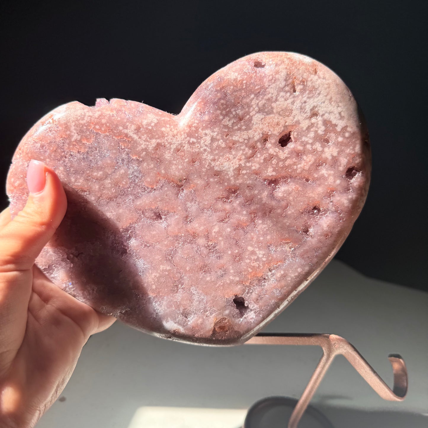 Pink Amethyst Druzy Crystal Heart