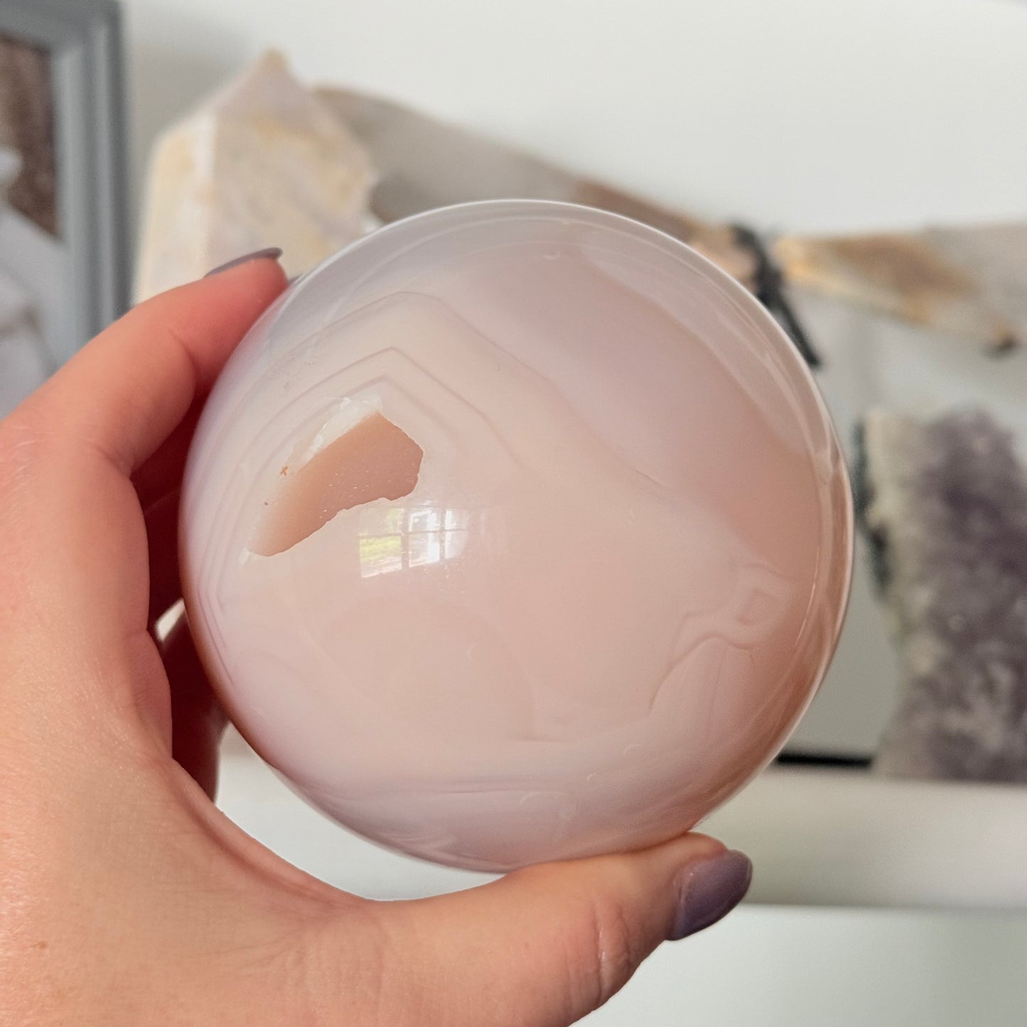 Natural Pink Jelly Crystal Sphere