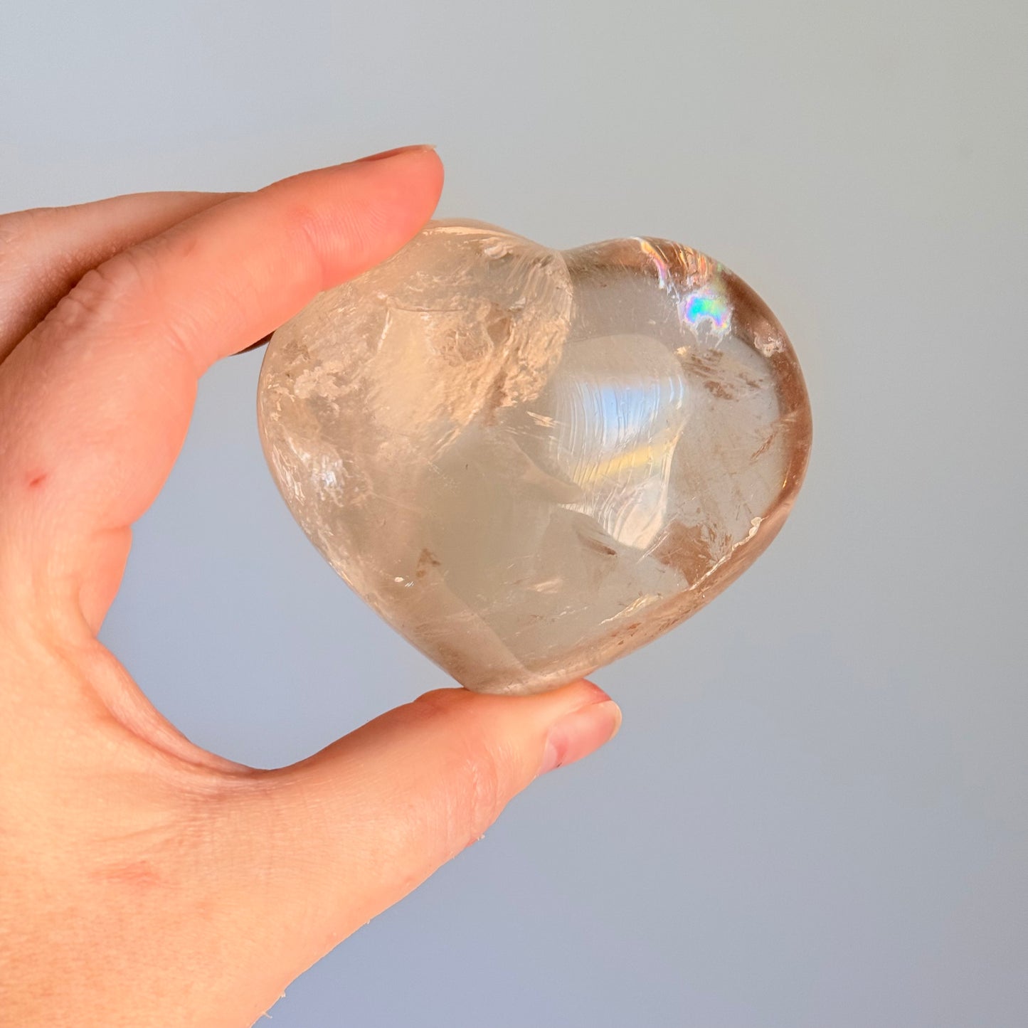 Chunky Clear Quartz Crystal Heart Carving (Flash)